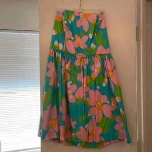 Lilly Pulitzer//Richelle Strapless Tie Back Dress on Shorely Blue Mojo//Size 12